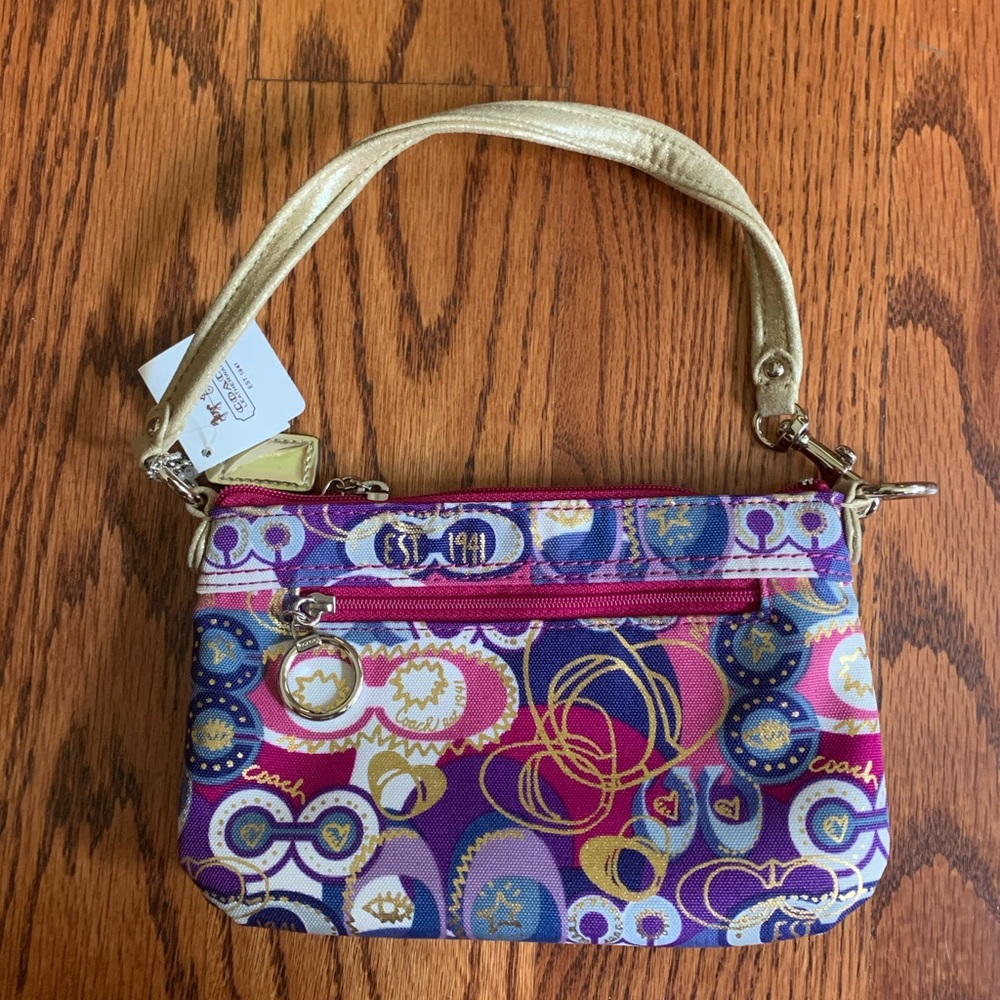 Coach wristlet or mini shoulder bag, gold colour